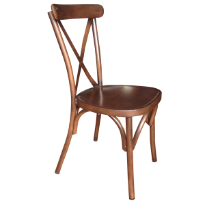 Cross Back Aluminium Dining Chair - Wood look Colour